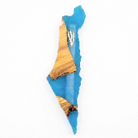 מזוזה 20 ס"מ "ישראל שלי" – עץ זית וכחול רויאל