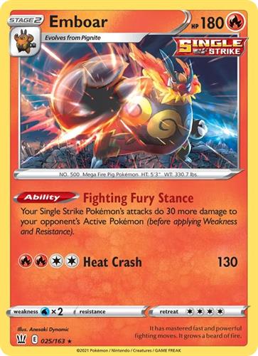 קלף בודד single פוקימון - emboar - Battle Styles - 025/163