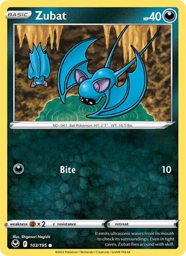 קלף בודד single פוקימון - zubat - Silver Tempest - 103/195