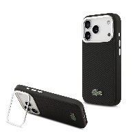 כיסוי LACOSTE מקורי לאייפון IPHONE 17 PRO עם רגלית מובנית – צבע שחור