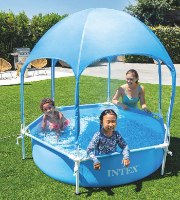 בריכת עמודים עגולה עם גגון| 183X38 סמ| מקט 28209| INTEX | קפיץ קפוץ