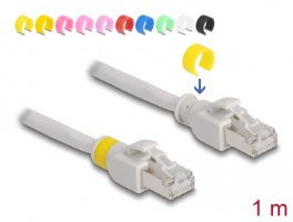 כבל רשת Delock Network cable RJ45 Cat.6A S/FTP with colored clips 1 m