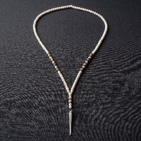 שרשרת מאלה חרוזים לגבר בצבע אופוויט וחום
