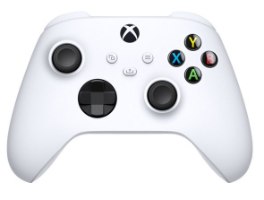 בקר משחק אלחוטי Microsoft Xbox Series-X 2023 – מבט חזיתי מלא על בקר לבן עם ג'ויסטיקים וכפתורים