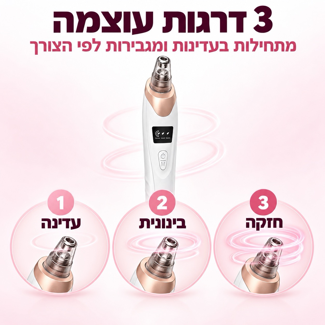 שלוש דרגות העוצמה של PoreClean Pro