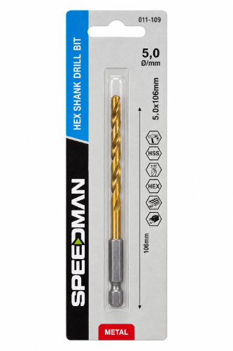 מקדח ברזל ראש ביט ⁦SPEEDMAN⁩ – ⁦5×106⁩ מ״מ