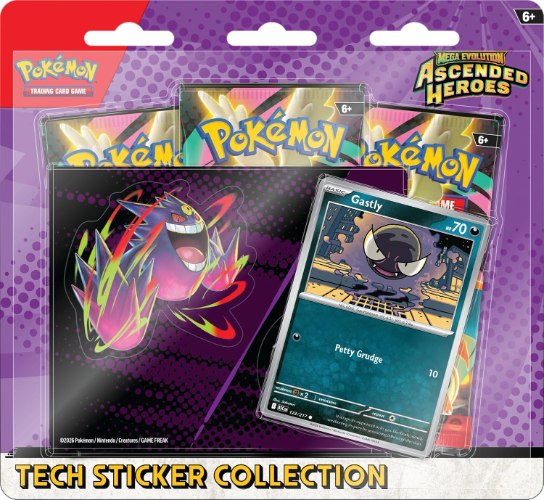 מארז פוקימון בליסטר 3 בוסטרים Pokémon Ascended Heroes ME2.5 Sticker Tech 3-Pack Gastly Blister