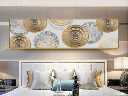 תמונת קנבס גדולה לרוחב | תמונה מעוצבת לסלון או חדר השינה | תמונה בסגנון אבסטרקט "חותמת עץ הזהב"