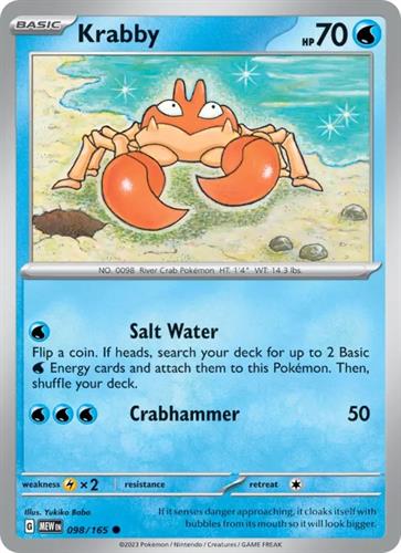קלף בודד single פוקימון - krabby - 151 - 098/165