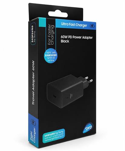 מטען סמסונג מקורי PD סופר מהיר 60W שחור - אחריות סאני
