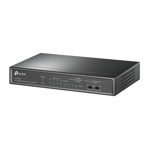 מתג שולחני TP-Link TL-SG1008P עם 8 יציאות Gigabit ו-4 יציאות PoE+