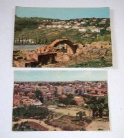 10 גלויות שונות של ערים ומקומות בארץ, תל אביב, נצרת, עכו, וינטאג', ישראל שנות ה- 60, ישראנוף
