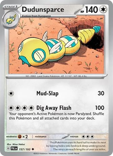 קלף בודד single פוקימון - dudunsparce - Paldea Evolved - 157/193