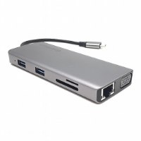 תחנת עגינה Gold Touch USB C TO HDMI, LAN, USB2&3 HUB TF& PD