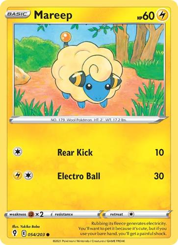 קלף בודד single פוקימון - mareep - Evolving Skies - 054/203