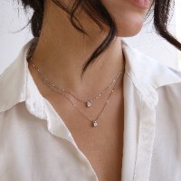 שרשרת יהלום מעבדה טיפה CVD אמיתי 0.55 קראט + תעודה גימולגית