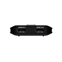 מתג HDMI 8K 2 ל-1 Aten VS5821 – שם המוצר המלא מבט צד על המכשיר השחור המציג את כניסות ה-DC5V וה-HDMI OUT