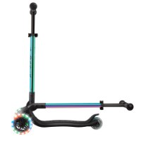 קורקינט מתקפל עם גלגלים מאירים צבע נאוכרום Globber Primo Foldable Lights Neochrome – הקורקינט מוצג במצב מקופל