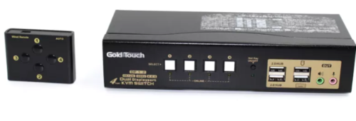 מתג KVM עם 4 יציאות DP תומך 4K עם חיבורי USB וסאונד Gold Touch KVM-DP-4-2