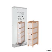 מעמד אחסון 4 מגירות מעץ במבוק עם מדף עליון - דגם BAMBOO