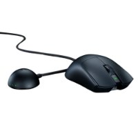 עכבר אלחוטי צבע שחור Razer Viper V4 Pro – עכבר שחור מחובר בכבל לתחנת עגינה שחורה עם נוריות ירוקות סוללה נטענת