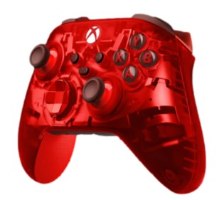 בקר משחק אלחוטי Microsoft Xbox Pulse Cipher Special Edition – בקר אדום שקוף עם רכיבים פנימיים נראים.