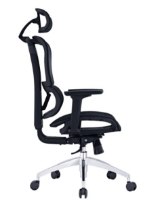כיסא משרד ארגונומי מושב רשת Sitplus Clover – כיסא שחור בודד עם מושב וגב רשת במבט צד