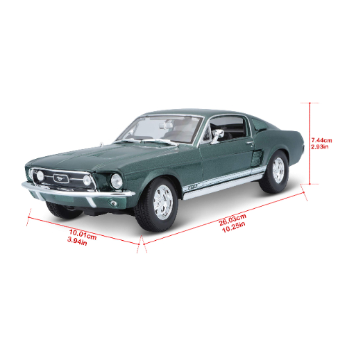 מאיסטו -  דגם מכונית פורד מוסטנג - Maisto 1967 Ford Mustang  GTA FASTBACK Green 1:18