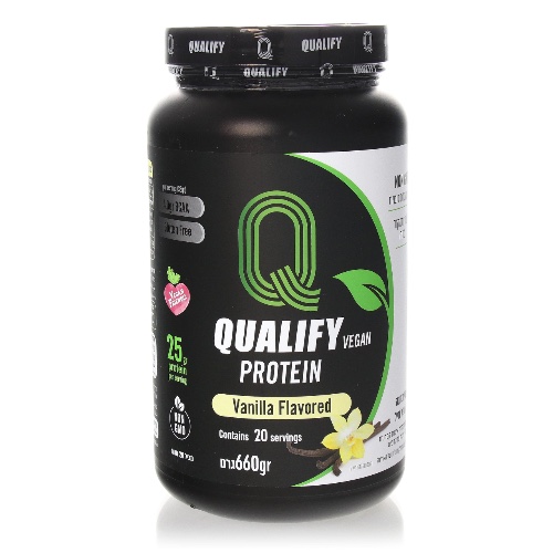 אבקת חלבון QUALIFY טבעונית בטעם וניל – 660 גרם