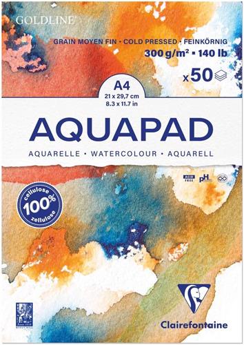 בלוק ציור גולדליין לצבע מים AQUAPAD אקווה פד 50 דף 300ג' A4