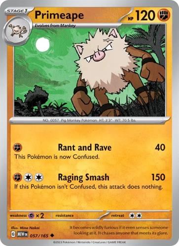 קלף בודד single פוקימון - primeape - 151 - 057/165