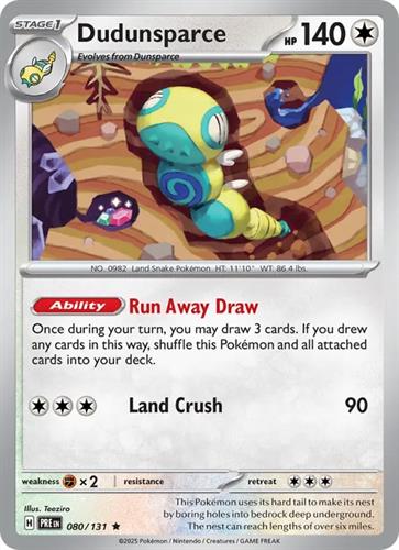 קלף בודד single פוקימון - dudunsparce - Prismatic Evolutions - 080/131