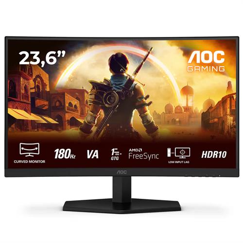 מסך מחשב קעור לגיימינג AOC 23.6" VA FHD 180Hz 0.5ms 1500R