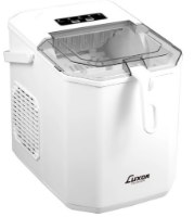 מכונת קרח Luxor HZB-12 – מכשיר קרח לבן עם מכסה שקוף ופאנל הפעלה עליון