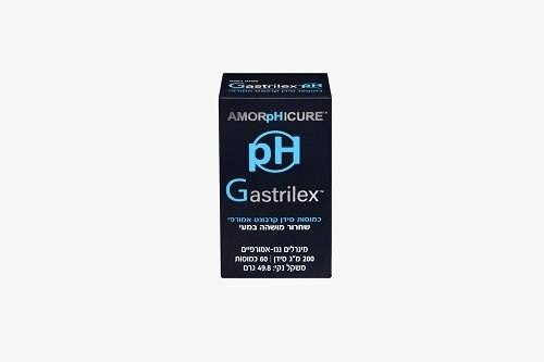 pH Gastrilex - כמוסות סידן קרבונט אמורפי בשחרור מושהה - 200 מ"ג 60 כמוסות AMORpHICURE