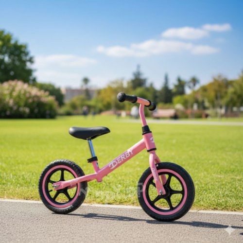 אופני איזון ודחיפה לרכיבה יציבה לילדים בצבע ורוד מבית DERBY