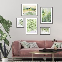 קיר גלריה של 5 תמונות ממוסגרות לסלון