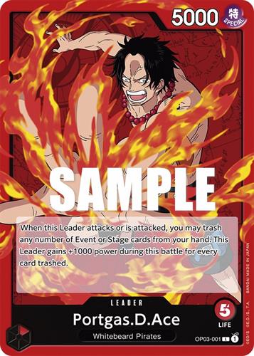 קלף בודד וואן פיס one piece - portgas.d.ace - Pillars Of Strength - op03-001