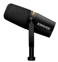 מיקרופון גיימינג דינמי +Shure MV7 – פריט בודד שחור עם ספוג לוגו מואר