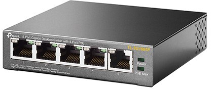 מתג שולחני TP-Link TL-SG1005P 5 Ports Gigabit 10/100/1000Mbps 4 Ports PoE – מבט חזיתי על המתג עם