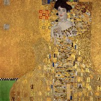 תמונת זכוכית מחוסמת של "האישה בזהב" דיוקנה הראשון של אדלה בלוך-באואר מאת האמן הקלאסי גוסטב קלימט