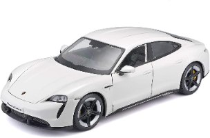 1/24 דגם בוראגו מכונית פורשה לבנה TAYCAN TURBO S Bburago