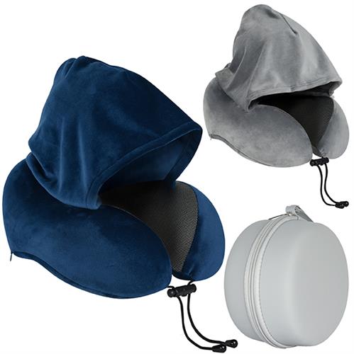 כרית טיסה עם קפוצון memory foam במארז PVC עגול קשיח 5237
