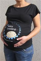 חולצת הריון baby loading תינוק ממתין בצבע שחור