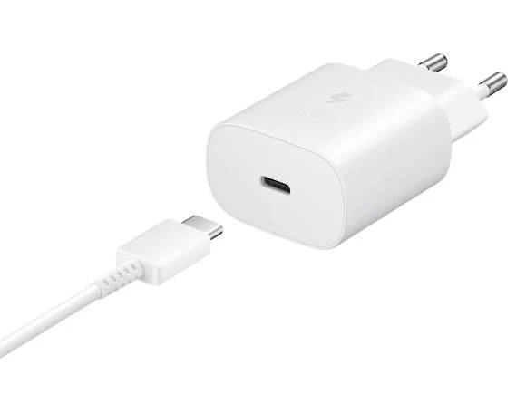 מטען וכבל מהיר מקורי לבן SAMSUNG Type C 25W