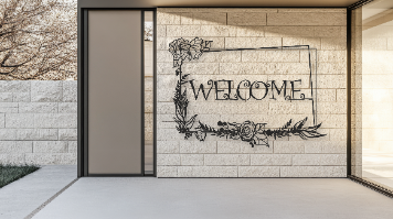 Welcome קווים מלבני פרחים