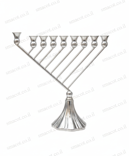 חנוכיה מכסף טהור דגם אלכסון קלאסיק R- 28 סמ