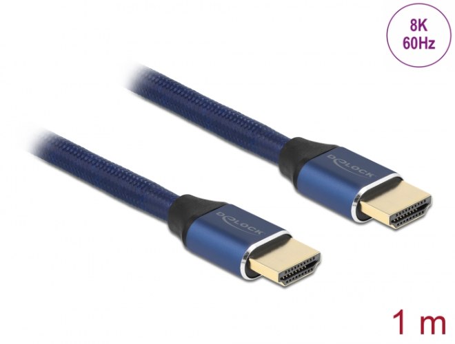 כבל מסך כחול Delock Certified Ultra High Speed HDMI Cable 48 Gbps 8K 60 Hz 1 m