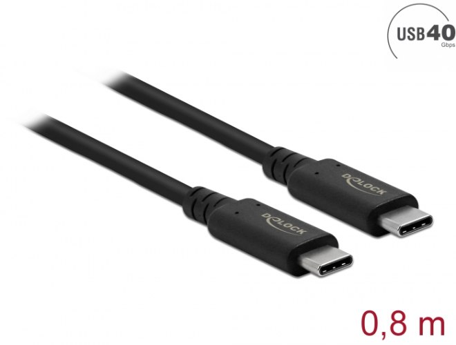 כבל מסך Delock USB 4 40 Gbps Coaxial Thunderbolt 3 Cable 0.8 m