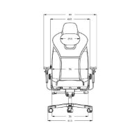 כיסא אורטופדי Keisar G-Force – תרשים קווי של הכיסא במבט קדמי עם סימוני מידות